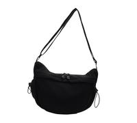 Petit sac à bandoulière en forme de demi-lune avec plusieurs poches pour femme et fille en forme de demi-lune, Noir , One Size