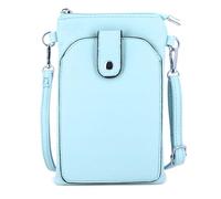 Petit Sac à Bandoulière Femme - Sacoche Rectangle pour Téléphone Portable - Pochette Simili Cuir Grainé Ville Fête - Chic Léger - Bleu Clair