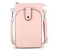 Petit Sac à Bandoulière Femme - Sacoche Rectangle pour Téléphone Portable - Pochette Simili Cuir Grainé Ville Fête - Chic Léger - Rose Clair