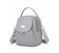 Petit sac à bandoulière gris en tissu Oxford avec plusieurs compartiments, mini fourre-tout mains libres avec fermeture éclair antivol pour la sécurité des voyages et l'organisation quotidienne