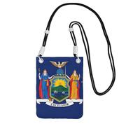 Petit sac à bandoulière imprimé drapeau de l'État de New York pour téléphone portable, portefeuille avec sangle réglable pour femme, noir, Taille unique
