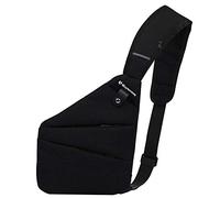 Petit sac à bandoulière léger antivol pour homme, sac de poitrine décontracté, sac à dos fin pour randonnée, vélo, convient pour iPad mini jusqu'à 7,9" (noir)