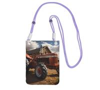 Petit sac à bandoulière noir et rouge imprimé tracteur pour téléphone portable, mignon pour transporter un sac à main mobile en diagonale, pour le shopping, la marche, violet, taille unique