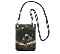 Petit sac à bandoulière noir pour téléphone portable avec imprimé nid d'oiseau, mignon pour transporter un sac à main mobile en diagonale, pour le shopping, la marche