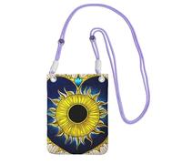Petit sac à bandoulière noir pour téléphone portable, motif cœur et soleil, mignon pour transporter un sac à main mobile en diagonale, pour le shopping, la marche, violet, Taille unique