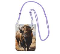 Petit sac à bandoulière noir pour téléphone portable, motif troupeau de bison d'Amérique du Nord, mignon transporter un sac à main mobile en diagonale, pour le shopping, la marche, violet, taille
