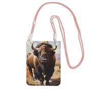 Petit sac à bandoulière noir pour téléphone portable, motif troupeau de bison d'Amérique du Nord, sac à main pour téléphone portable, sac à main en diagonale, pour le shopping, la marche, rose, taille