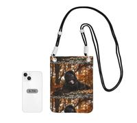 Petit sac à bandoulière, portefeuille pour téléphone portable, sac à main, sac à bandoulière, animaux de compagnie d'automne de Terre-Neuve, chiens noirs,Noir