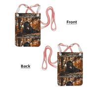Petit sac à bandoulière, portefeuille pour téléphone portable, sac à main, sac à bandoulière, animaux de compagnie d'automne de Terre-Neuve, chiens noirs,Rose