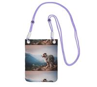 Petit sac à bandoulière, portefeuille pour téléphone portable, sac à main, sac à bandoulière, berger australien, montagnes, animaux de compagnie, chiens australiens,Violet