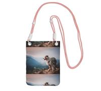Petit sac à bandoulière, portefeuille pour téléphone portable, sac à main, sac à bandoulière, berger australien, montagnes, animaux de compagnie, chiens australiens,Rose