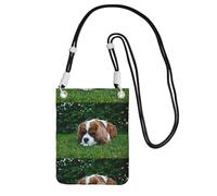 Petit sac à bandoulière, portefeuille pour téléphone portable, sac à main, sac à bandoulière, Cavalier King Charles Spaniel, brun et blanc,Noir