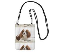 Petit sac à bandoulière, portefeuille pour téléphone portable, sac à main, sac à bandoulière, Cavalier King Charles Spaniel, épagneul brun,Noir