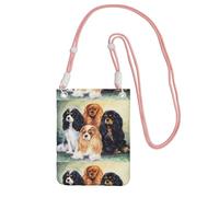 Petit sac à bandoulière, portefeuille pour téléphone portable, sac à main, sac à bandoulière, Cavalier King Charles Spaniel noir et doré,Rose