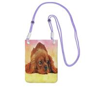 Petit sac à bandoulière, portefeuille pour téléphone portable, sac à main, sac à bandoulière, Cavalier King Charles Spaniel,Violet