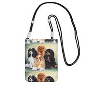Petit sac à bandoulière, portefeuille pour téléphone portable, sac à main, sac à bandoulière, Cavalier King Charles Spaniel noir et doré,Noir