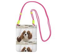Petit sac à bandoulière, portefeuille pour téléphone portable, sac à main, sac à bandoulière, Cavalier King Charles Spaniel, épagneul brun,Fuchsia