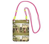 Petit sac à bandoulière, portefeuille pour téléphone portable, sac à main, sac à bandoulière, chien boxer, chiot, animal de compagnie, chien de famille,Fuchsia