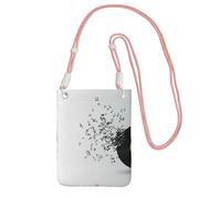 Petit sac à bandoulière, portefeuille pour téléphone portable, sac à main, sac à bandoulière, disque vinyle déchiré et notes de musique volant dans les airs,Rose