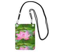 Petit sac à bandoulière, portefeuille pour téléphone portable, sac à main, sac à bandoulière, fleur de lotus et bourgeon,Noir