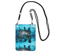 Petit sac à bandoulière, portefeuille pour téléphone portable, sac à main, sac à bandoulière, joli baiser amoureux des lamantins,Noir