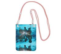 Petit sac à bandoulière, portefeuille pour téléphone portable, sac à main, sac à bandoulière, joli baiser amoureux des lamantins,Rose