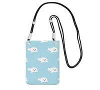 Petit sac à bandoulière, portefeuille pour téléphone portable, sac à main, sac à bandoulière, motif animal mignon de phoque, mer,Noir