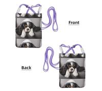 Petit sac à bandoulière, portefeuille pour téléphone portable, sac à main, sac à bandoulière, motif chien Cavalier King Charles Spaniel,Violet