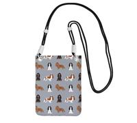 Petit sac à bandoulière, portefeuille pour téléphone portable, sac à main, sac à bandoulière, motif chien Cavalier King Charles Spaniel,Noir