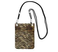 Petit sac à bandoulière, portefeuille pour téléphone portable, sac à main, sac à bandoulière, motif zèbre africain noir, or, peau d'animal sépia,Noir