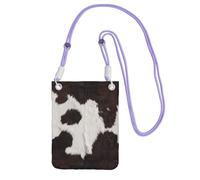 Petit sac à bandoulière, portefeuille pour téléphone portable, sac à main, sac à bandoulière, peau de vache, motif animal africain abstrait, noir,Violet