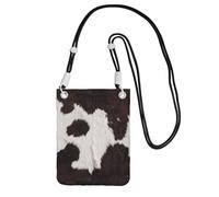 Petit sac à bandoulière, portefeuille pour téléphone portable, sac à main, sac à bandoulière, peau de vache, motif animal africain abstrait, noir,Noir