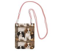 Petit sac à bandoulière, portefeuille pour téléphone portable, sac à main, sac à bandoulière, petit chiot Cavalier King Charles Spaniel,Rose