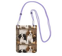 Petit sac à bandoulière, portefeuille pour téléphone portable, sac à main, sac à bandoulière, petit chiot Cavalier King Charles Spaniel,Violet
