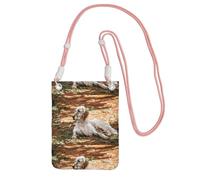 Petit sac à bandoulière, portefeuille pour téléphone portable, sac à main, sac à bandoulière, setter anglais, automne, animaux de compagnie, chiens anglais,Rose