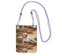 Petit sac à bandoulière, portefeuille pour téléphone portable, sac à main, sac à bandoulière, setter anglais, automne, animaux de compagnie, chiens anglais,Violet