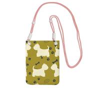 Petit sac à bandoulière, portefeuille pour téléphone portable, sac à main, sac à bandoulière, silhouette de chien, animal des Highlands de l'Ouest,Rose