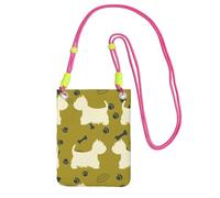 Petit sac à bandoulière, portefeuille pour téléphone portable, sac à main, sac à bandoulière, silhouette de chien, animal des Highlands de l'Ouest,Fuchsia