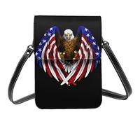 Petit sac à bandoulière pour femme avec drapeau des États-Unis - Mini sac à main à bandoulière avec emplacements pour cartes de crédit, sac à main pour téléphone portable, noir