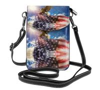 Petit sac à bandoulière pour femme avec motif drapeau américain des États-Unis et aigle avec fente pour carte de crédit