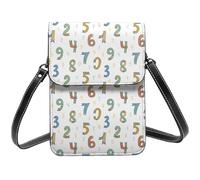 Petit sac à bandoulière pour femme en cuir avec motif de chiffres mathématiques et dessins animés pour téléphone portable