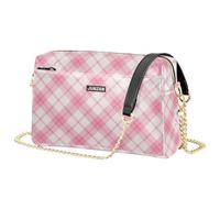 Petit sac à bandoulière pour femme, en cuir végétalien, motif vichy, sac à bandoulière imperméable, magenta