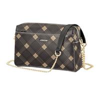Petit sac à bandoulière pour femme en cuir végétalien, sac à main à motif vichy avec fermeture éclair, sac à main pour voyage, gris acier