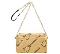Petit sac à bandoulière pour femme en cuir végétalien, sac à main imperméable, sac à main à bandoulière, balai de sorcière, imprimé Halloween