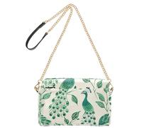 Petit sac à bandoulière pour femme, en cuir végétalien, style Oliver Jeffers, paon, jade, sac à main imperméable pour femme