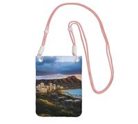 Petit sac à bandoulière pour femme pour téléphone portable, mini portefeuille pour téléphone portable, motif horizon hawaïen, tête de diamant, volcan, sac pour téléphone portable, rose, Taille unique