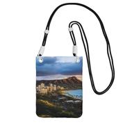 Petit sac à bandoulière pour femme pour téléphone portable, mini portefeuille pour téléphone portable, motif horizon hawaïen, tête de diamant, volcan, sac pour téléphone portable, Noir , Taille unique