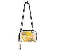 Petit sac à bandoulière pour femme pratique avec sangle réglable - Mini sac à bandoulière pour prendre un repas - Oiseau élégant bleu, Fruits minimalistes Citron