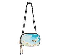 Petit sac à bandoulière pour femme pratique avec sangle réglable - Mini sac à bandoulière pour prendre un repas - Oiseau élégant bleu, Bee Daisy Hi Summer