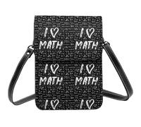 Petit sac à bandoulière pour femme, sac à bandoulière en cuir avec inscription « I Love Math » pour téléphone portable
